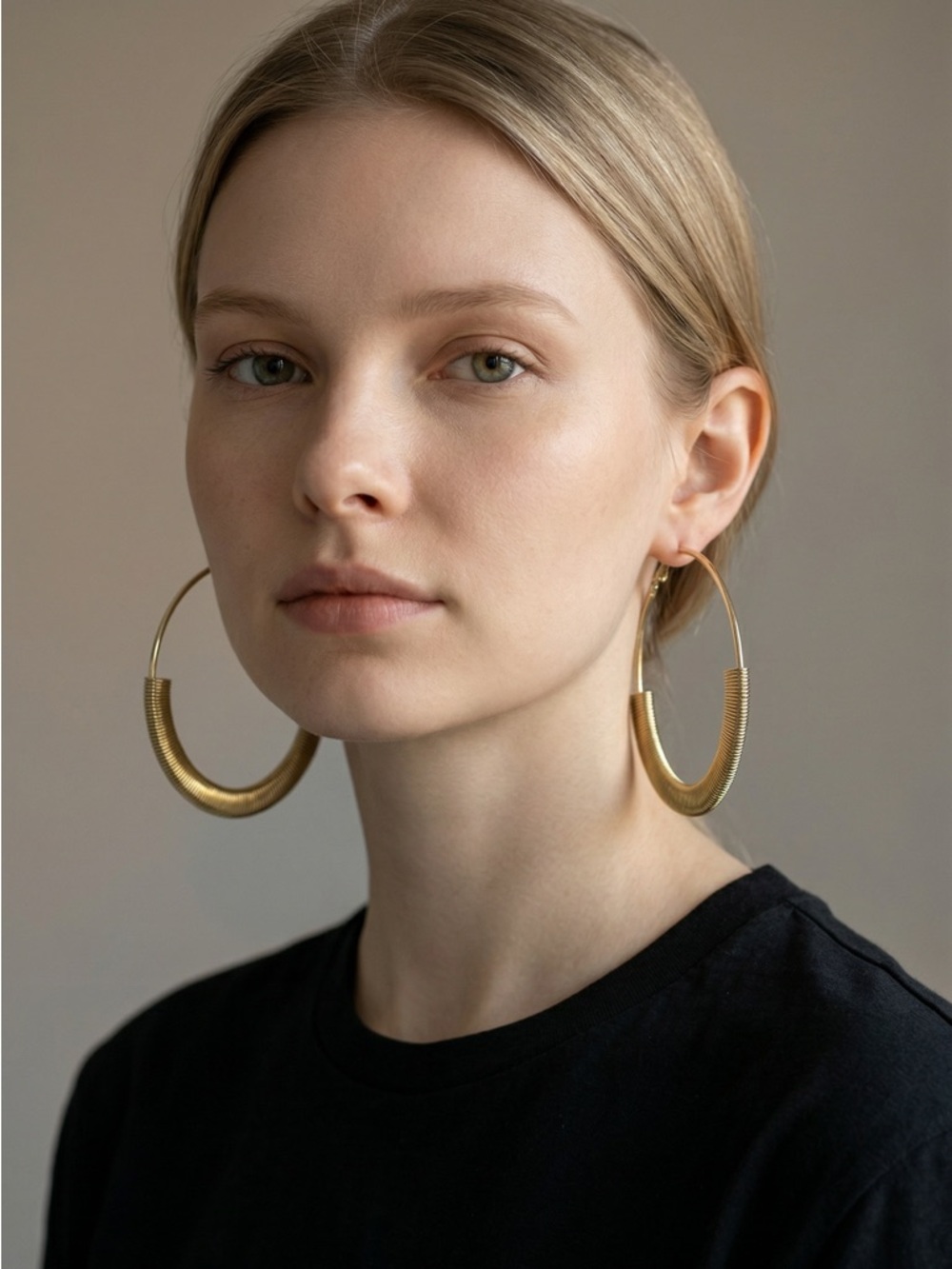 Free People Gold Hoop Earrings 4 Inch Large Statement Hoops New